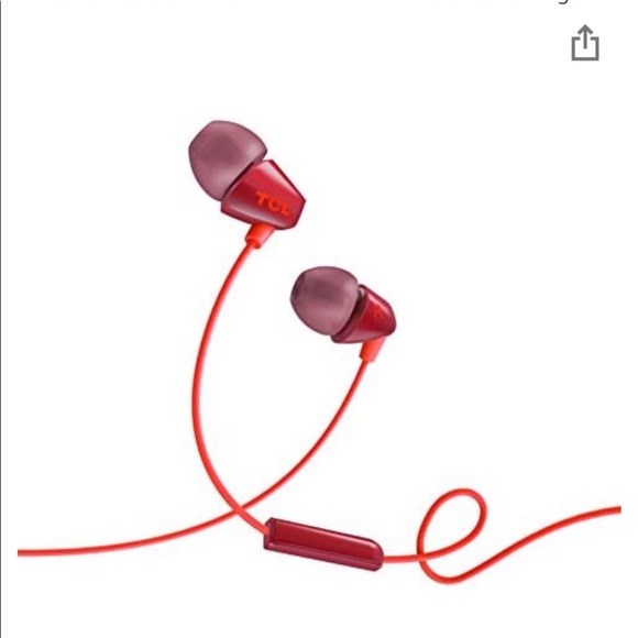 NWT TCL SOCL Wired Headphones in Red with Mic - Picture 2 of 5